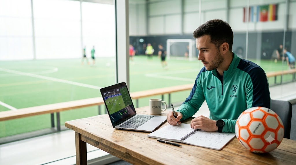 aluno em um curso de treinador de futsal da CBFS Academy